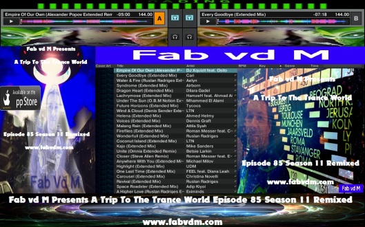 Fab vd M Presents A Trip To The Trance World Episode 85 Season 11 Remixed Front